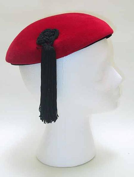 Red Wool Beret with Silk Black Fringe - Unique Boutique NYC
 - 1