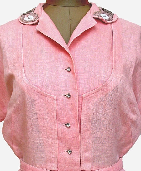 Pale Pink Linen with Beaded Collar - Unique Boutique NYC
 - 1