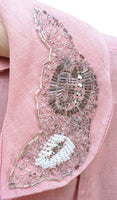 Pale Pink Linen with Beaded Collar - Unique Boutique NYC
 - 2