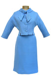 1960s Blue skirt suit w/ tie neck - Unique Boutique NYC
 - 1