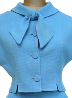 1960s Blue skirt suit w/ tie neck - Unique Boutique NYC
 - 2