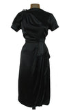 Black Satin Cocktail Dress Asymmetrical Bias - Unique Boutique NYC
 - 1