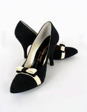 Black Linen w/White Leather Bows - Unique Boutique NYC
 - 1