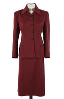 1940s Vintage Skirt Suit with Button Tabs Wool Gaberdine - Unique Boutique NYC
 - 1