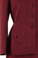 1940s Vintage Skirt Suit with Button Tabs Wool Gaberdine - Unique Boutique NYC
 - 3