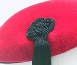 Red Wool Beret with Silk Black Fringe - Unique Boutique NYC
 - 2