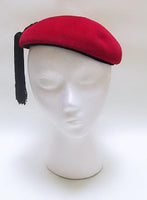 Red Wool Beret with Silk Black Fringe - Unique Boutique NYC
 - 3