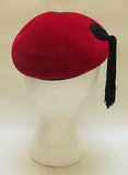 Red Wool Beret with Silk Black Fringe - Unique Boutique NYC
 - 4