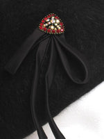 Mohair Hat with Ruby Rhinestone & Satin Bow - Unique Boutique NYC
 - 2